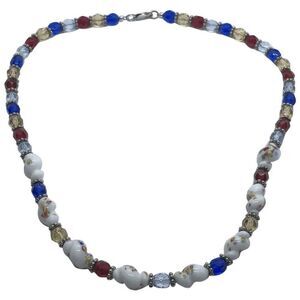 Stunning Unique 16" Sterling Silver & Glass Bead Vintage Necklace